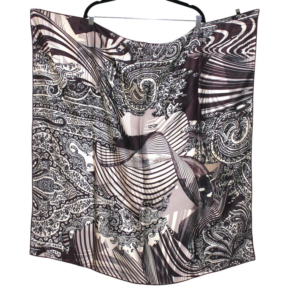Aker 100% Silk Multi Color Patterned Square Large… - image 2
